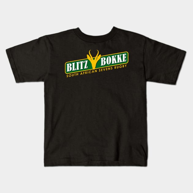 South African Sevens Rugby Blitzbokke Springbok Kids T-Shirt by BraaiNinja